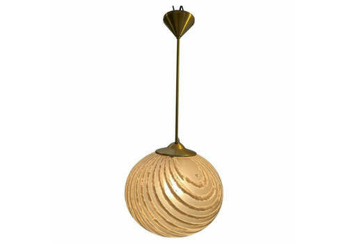 1970s German Peill & Putzler Gold Tinted Satin Glass Globe Hanging Ceiling Light