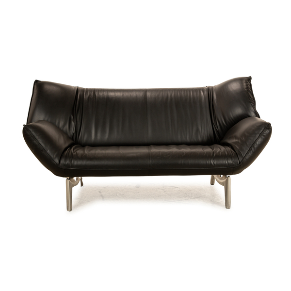 Leolux Tango Leather Two Seater Black Manual Function Sofa
