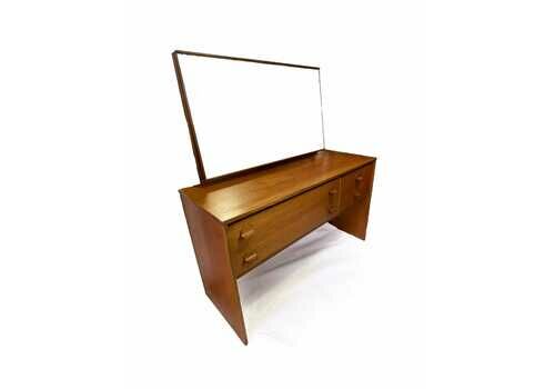 Mid Century Vintage Cantana Stag Teak Dressing Table And Mirror. Retro Table, 1970