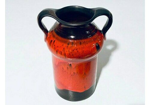 Carstens Tönnieshof Amphora Black Orange Ceramic Vase / 60s Wgp Vintage