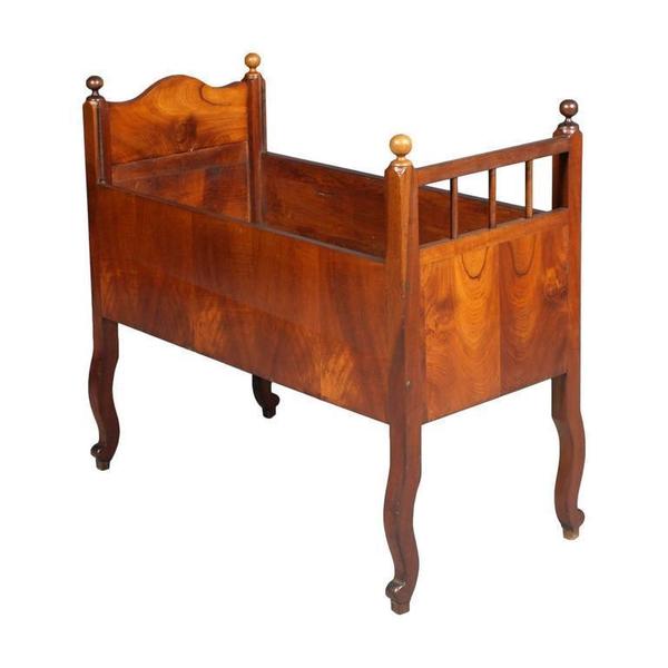 19th Century Italy Cradle Baby Cot In Walnut , Sanitized , Restored And Wax Polished photo furniture