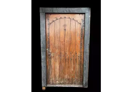 Wide Solid Oak Front Door Frame Antique Old Period Reclaimed Forged Iron C1860s