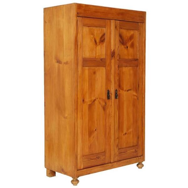 Early 20th C. Country Cupboard Wardrobe Solid Larch Restored And Finished To Wax