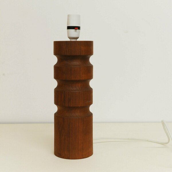 Vintage Teak Turned Table Lamp By Bhs, 1980s Vinterior