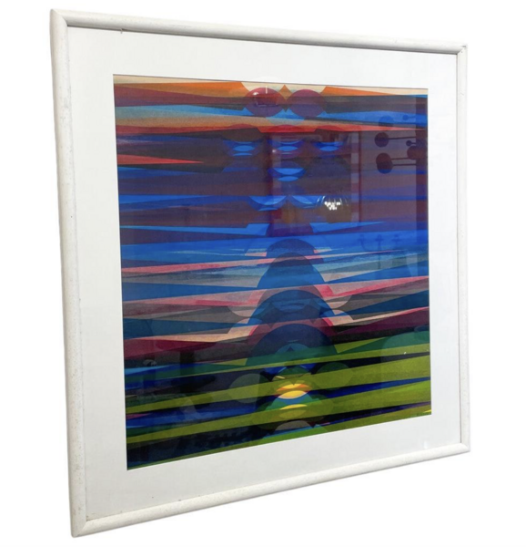 Abstract Composition Gouache On Paper, Miodrag, Signed