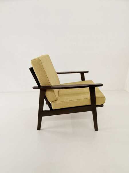 Mid Century Yellow Armchair Vintage Cushioned Lounge Chair