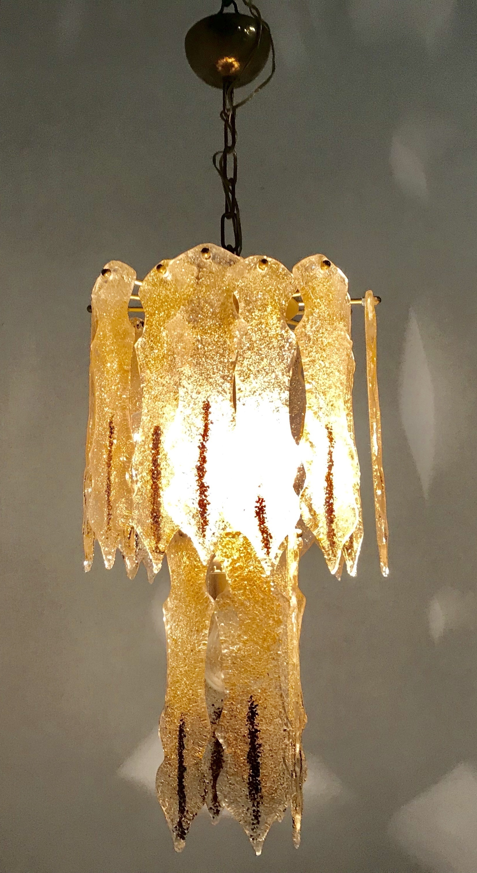 Murano Crystal and Opaline Glass Chandelier by Mazzega Murano Crystal and Opaline Glass Chandelier by Mazzega