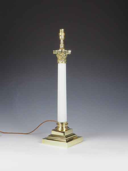 Antique Opaline Glass Corinthian Column Table Lamp