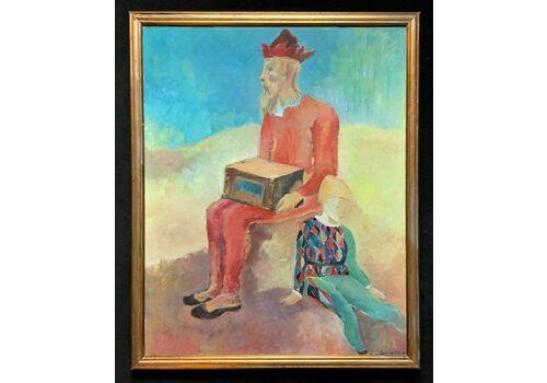 'A Circus Performer' Large Fabulous Original 20thc Watercolour Portrait Painting