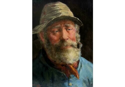 David W. Haddonthe Cornish Fisherman Antique English Signed Oil Painting Portrait Of Sea Man1914