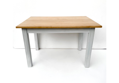 Farmhouse Style Massive Oak Dining Table With Hand Painted Grey Legs