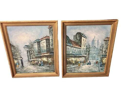 Oil Painting On Wood Montmartre Paris". Signed Kressley