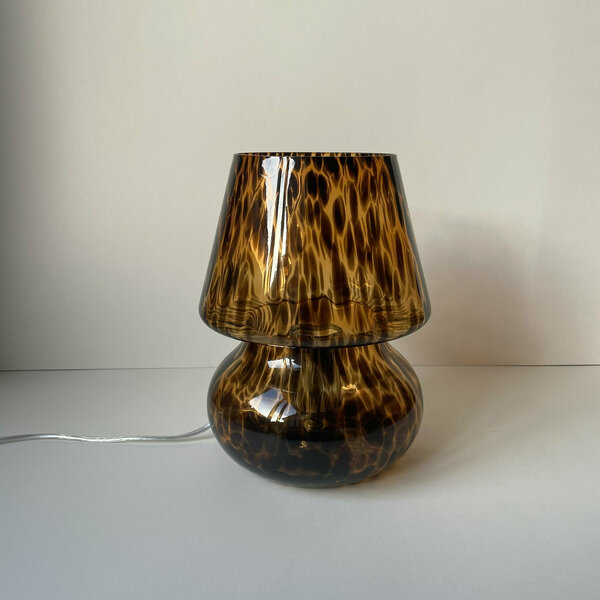 Vintage Brown Mushroom Lamp In A Tortoise Pattern