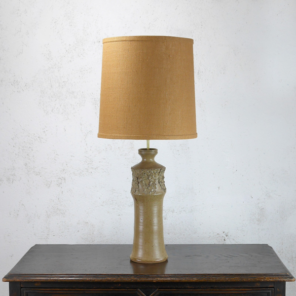 Vintage Mid Century Abstract Studio Pottery Lamp Hessin Shade #102647