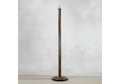 Antique Early 20th Century Chinoiserie Carved Wood Standard Lamp #102681