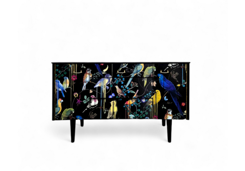 Luxury Mid Century Avalon Sideboard/ Tv Unit With Christian La Croix Bird Paper