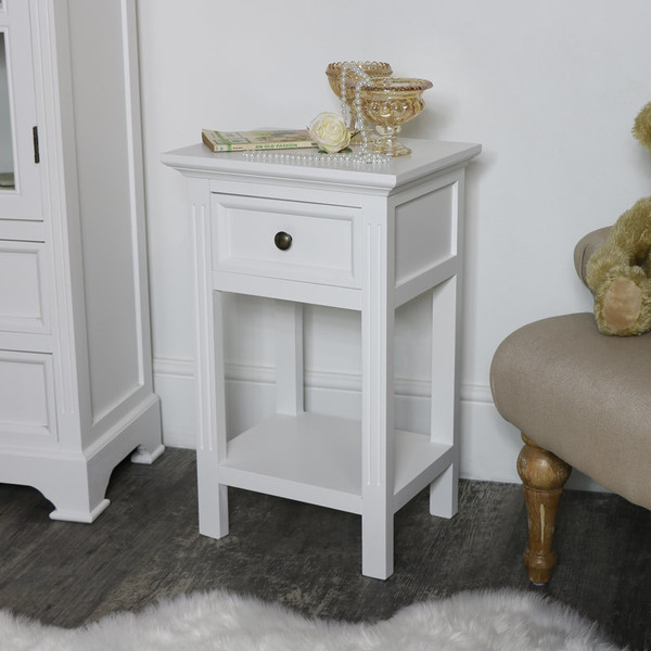 Slim White Bedside Table Daventry White Range Windsor Browne