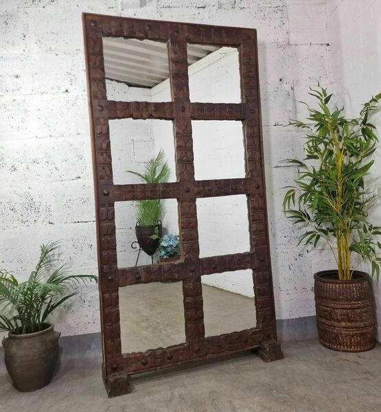 Picture Idea: Large Vintage Reclaimed Indian Mirrored Carved Wooden Room Divider