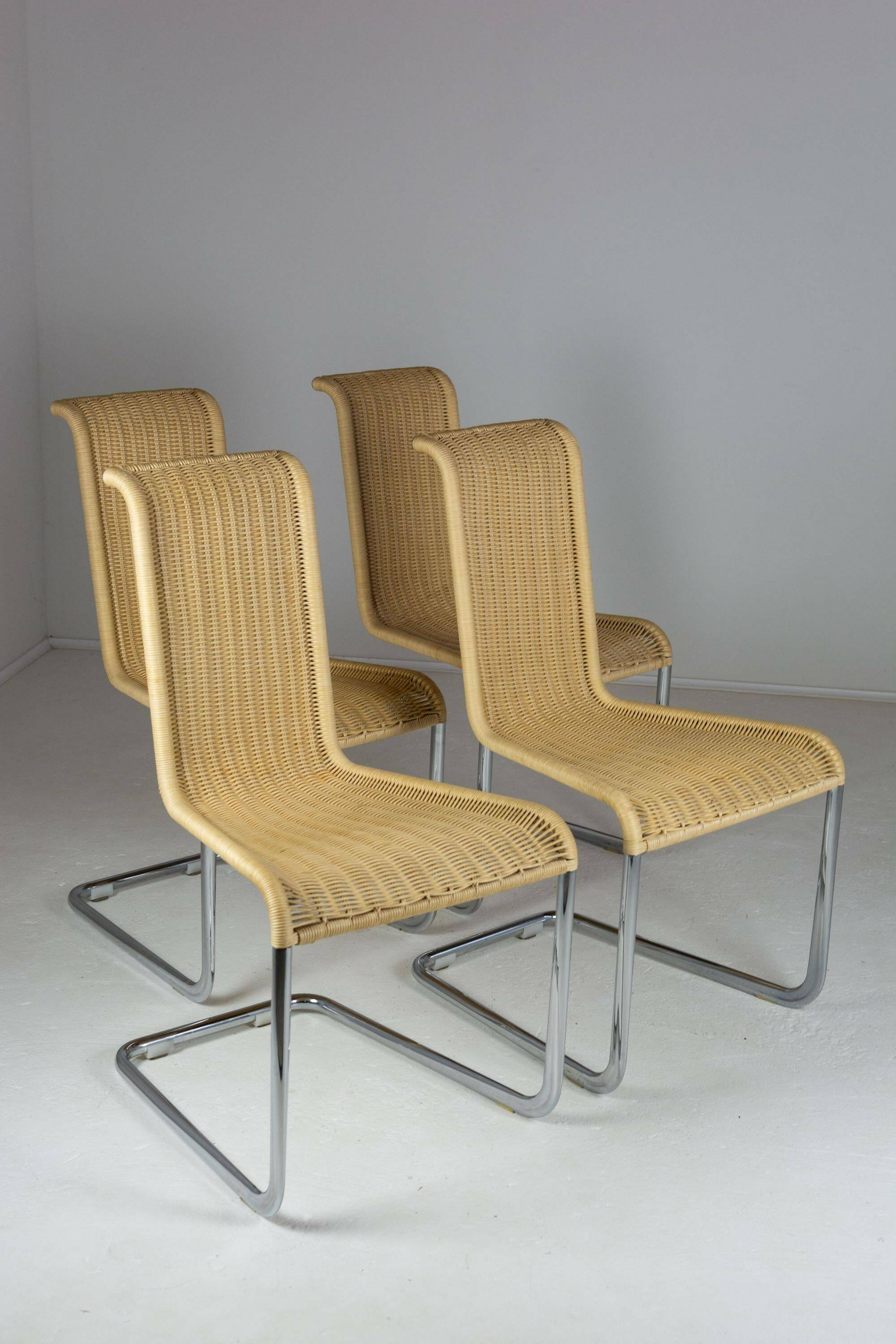 【美品】TECTA | B20 チェア CANE NATURAL B20 Cane And Chrome Cantilever Dining Chairs By Axel