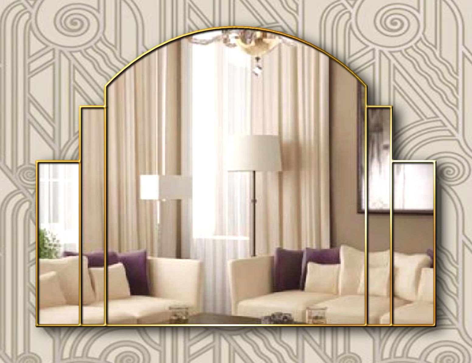 Venice Original Handcrafted Art Deco Overmantle Mirror Phillip Orr