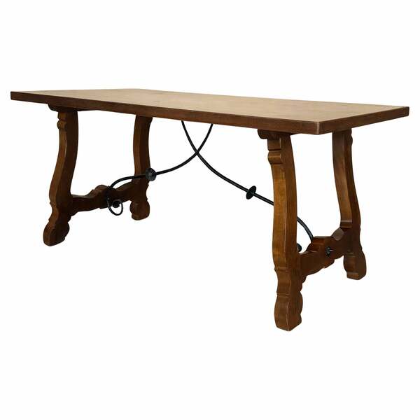 20th Dining Or Console Table Of Walnut With Lyre Legs And Heavy Top, Spain
