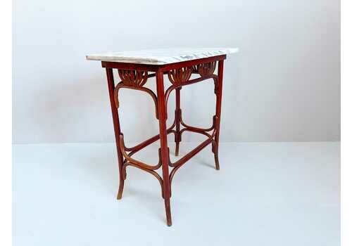 Antique Thonet Style Side Table, Ca. 1900 – Stained Beech With Marble Top