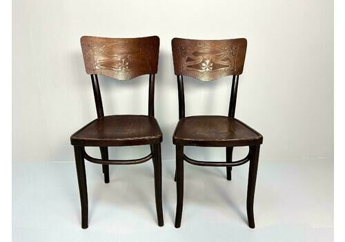 Vintage Set Of 2 Thonet Bentwood Chairs No 219, Art Nouveau Chairs