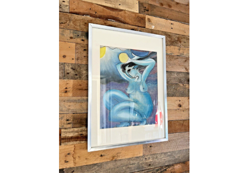 Unusual Vintage Expressionist Nude Pastel Chalk Painting Picasso Style Abstract