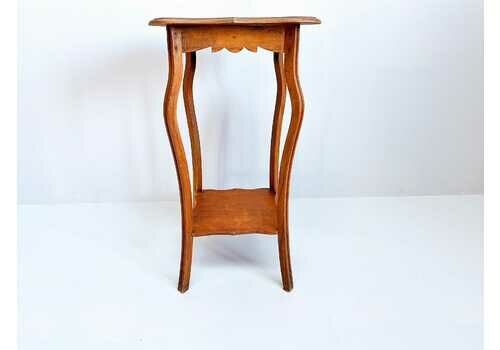 Vintage Wooden Side Table | Pedestal Plant Stand | Hall Or Accent Table