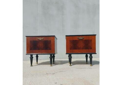 Retro Modern Nightstands/Retro Polished Night Tables/Pair/Mcm/Mid Century Nightstands/Vintage Bedside Tables/Vintage Night Tables/70
