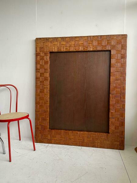 Extra Large Floor Standing Rattan Chequerboard Chunky Mirror Art Frame
