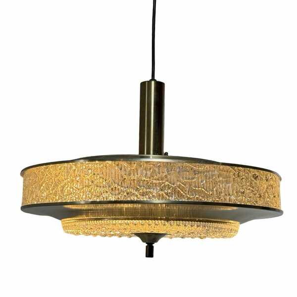 Herda   Vintage 70's Hanging Pendant With Glass Side And Bottom