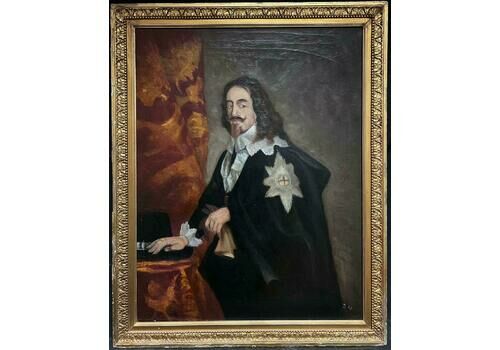 British Artistking Charles 1st Antique Oil Painting Portrait Of Famous British Monarch1900