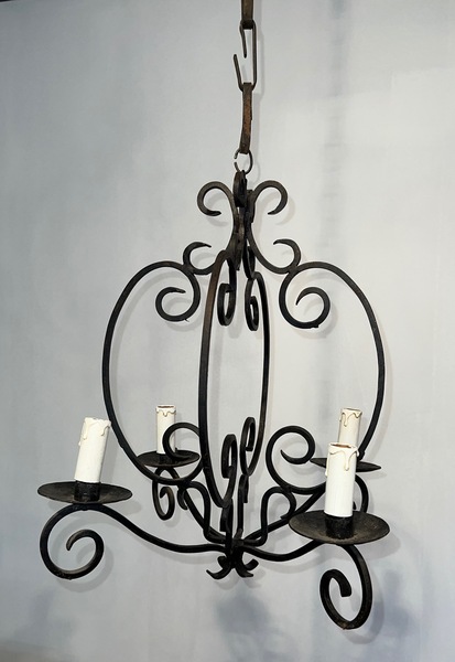 Wrought Iron Chandelier With 4 Lights photo furniture