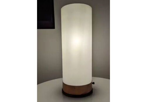 Rare Vintage Retro 60s 70s Plastic & Copper Cylinder Table Lamp Dimmable