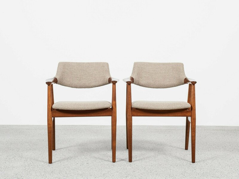 Midcentury Danish Pair Of Chairs In Teak By Erik Kirkegaard For Glostrup 1960s photo furniture
