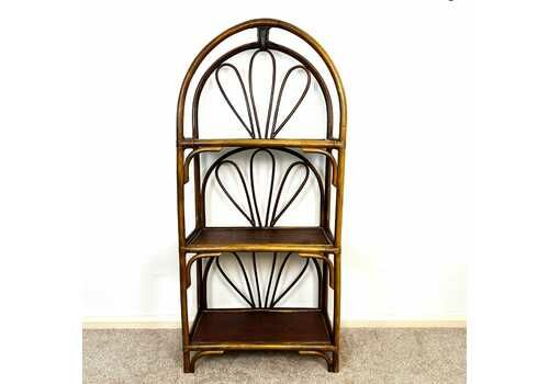 Vintage Tiki Boho Bamboo Shelving Unit, Cane Bookcase