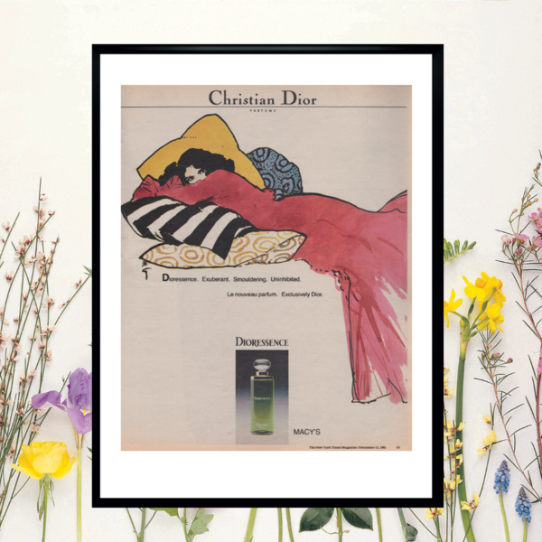 Framed Advertising Of Christian Dior, By Rene Gruau For Christian Dior, 1981