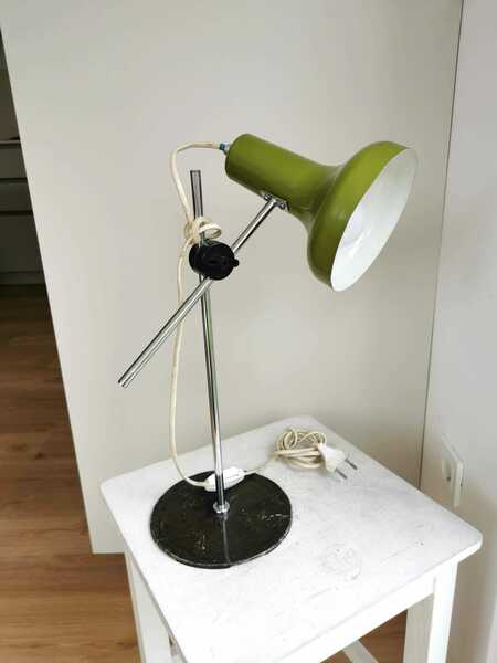 Vintage Adjustable Table Lamp In Olive Green By Emi Poljcane / 1970s Yugoslavia / Retro Desk Light Office Workspace Architecture