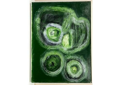Sally Bradshawlarge British Abstract Expressionist Painting Green Colors