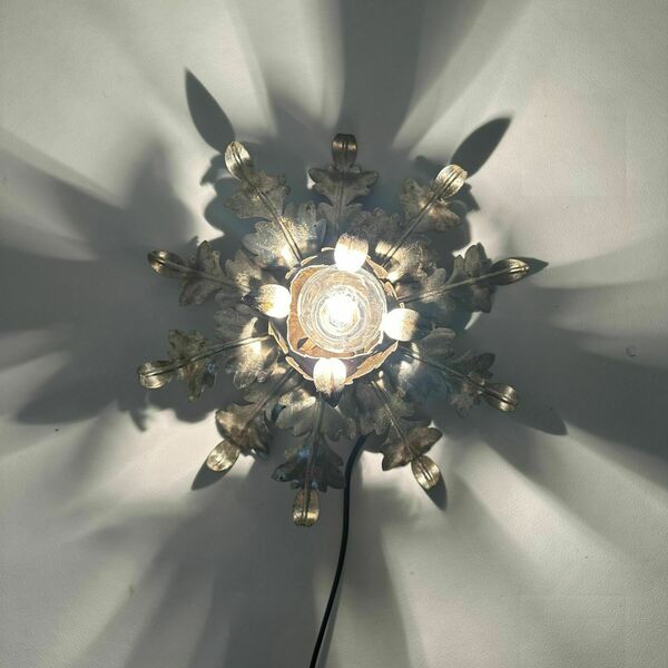 Hollywood Regency Leaf Flower Ceiling Light Flush Mount , 1970s photo for sale