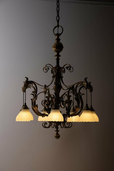 Xl Antique F&C Osler Brass Electrolier Light photo for sale