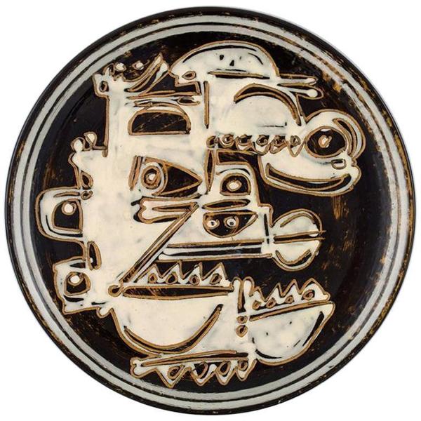 Ivy Lysdal For Kähler, Large Unique Dish In Stoneware With Abstract