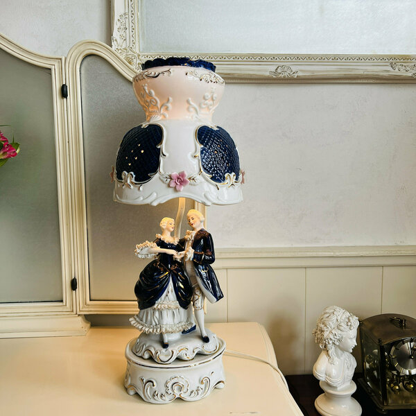 Porcelain Cobalt Blue Lamp, Vintage Table Lamp, Interior Design, Accent Lamp
