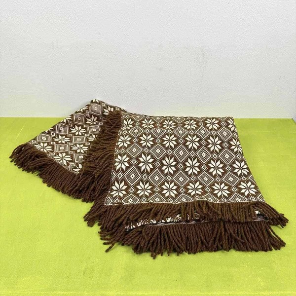 Vintage Wool Blanket Made On Single Bed Frame