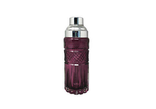 1960s Gorgeous Purple Bohemian Cut Glass Cocktail Shaker. Made In Italy