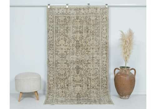 3.7 X 6.7 Vintage Rug, Neutral Turkish Rug, Antique Rug, Anatolian Rug, Low Pile Rug, Oushak Rug, Kitchen Rug, Wool Rug, Faded Rug, A4685