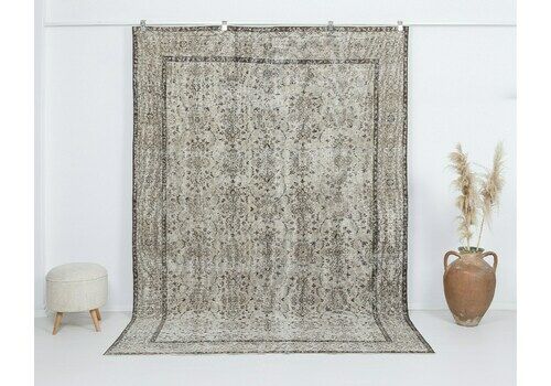 7x10 Vintage Rug, Antique Handmade Rug, Low Pile Rug, Turkish Rug, Anatolian Rug, Oversized Rug, Neutral Rug, Living Room Rug, Anatolian Rug