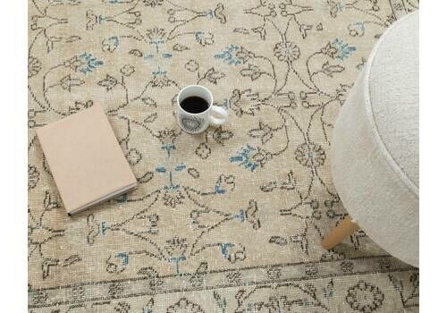 4x7 Turkish Rug, Neutral Floral Turkish Rug, Antique Rug, Handmade Rug, Anatolian Rug, Low Pile Rug,Oushak Rug,Kitchen Rug,Wool Rug, Old Rug
