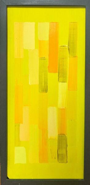 Contemporary Britishabstract Geometric Cubist British Painting Abstract Shapes Yellow Shapes photo furniture